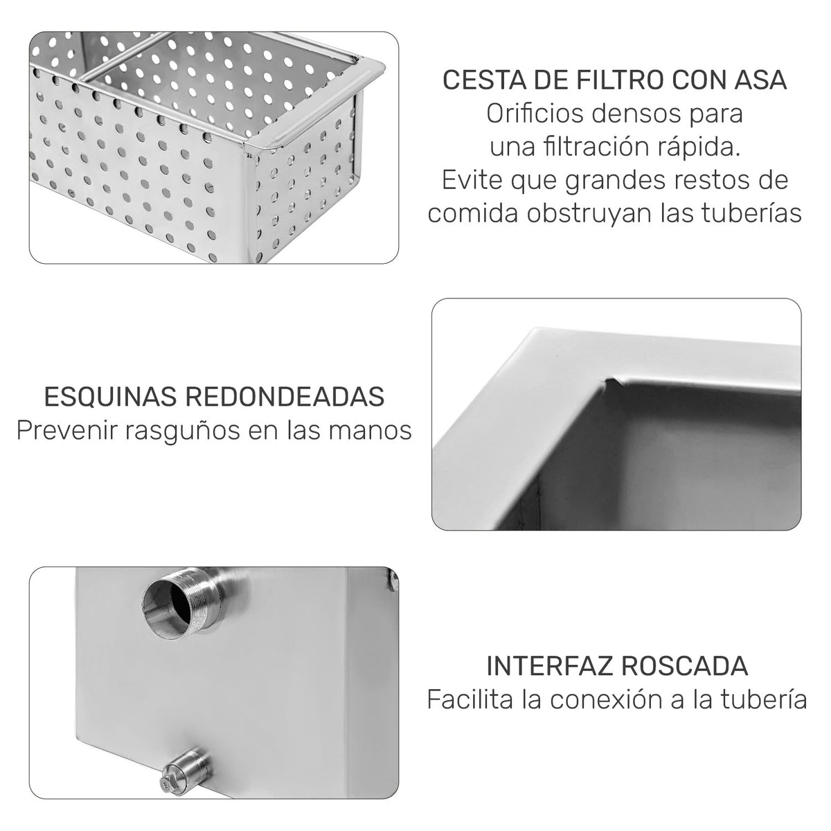 Trampa Grasa Industrial Restaurantes Acero Inoxidable 45kg