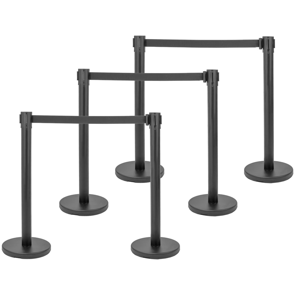 Postes Delimitadores Unifila Cinta Retractil Negra Fila 2pz Color Del Poste Negro