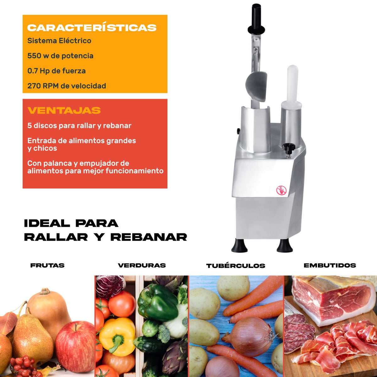 Procesador Rebanador De Alimetos Industrial 550w