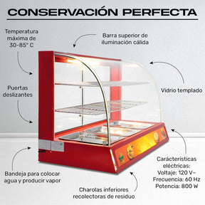 Vitrina Exhibidor Alimentos Calientes Mostrador Cristal