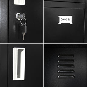 Locker Negro Metalico 5 Puertas Casilleros Oficina Cerradura