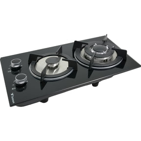 Parrilla 2 Quemadores Premium Cristal Templado Empotrable