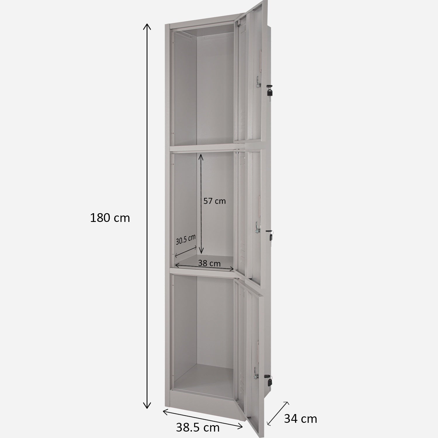 Locker Metalico 3 Puertas Casilleros Oficina Chapa 9x34x180