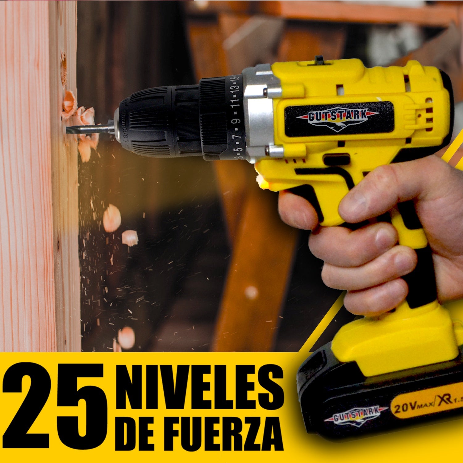 Taladro Atornillador Inalambrico 1360RPM 26pz + Extensor Desatornillador