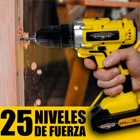 Taladro Atornillador Inalambrico 1360RPM 26pz + Extensor Desatornillador