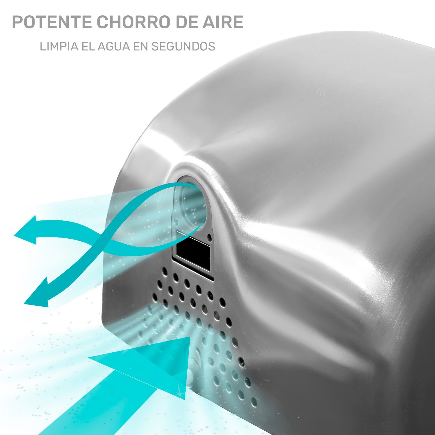 Secador Manos Potente Acero Inox Automatico Bajo Consumo Color Gris