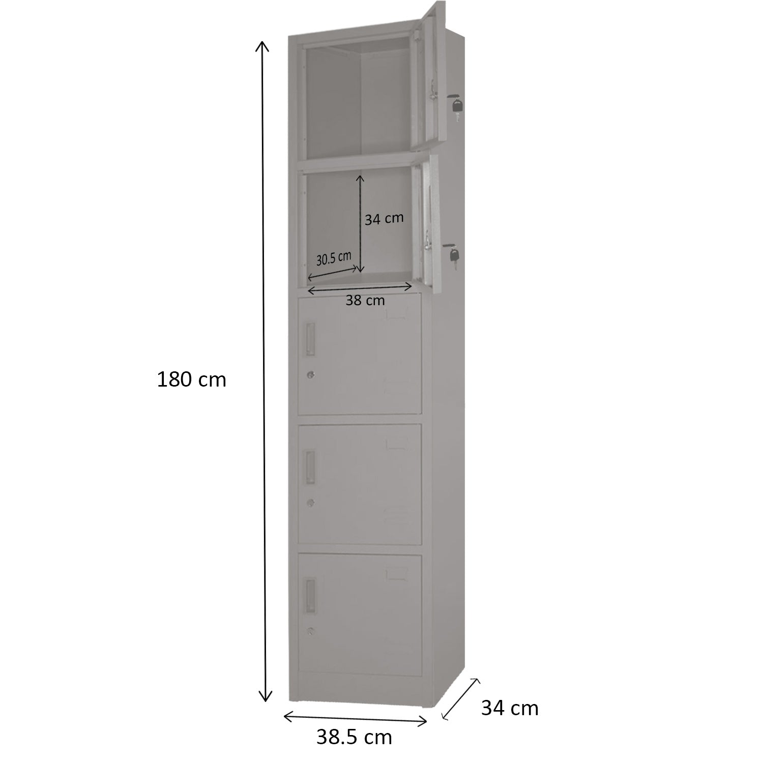 Locker Metalico 1 A 5 Puertas Casillero Chapa 38.5x34x180cm