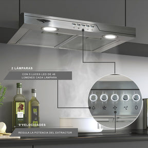 Campana Extractora Cocina Purificadora Acero 50x44.5x12cm