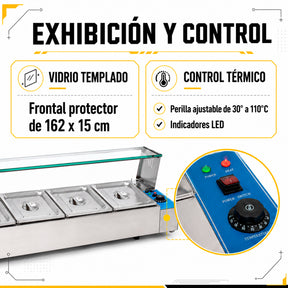 Bufetera Baño Maria Chafer Electrico 6 Insertos Acero Inox
