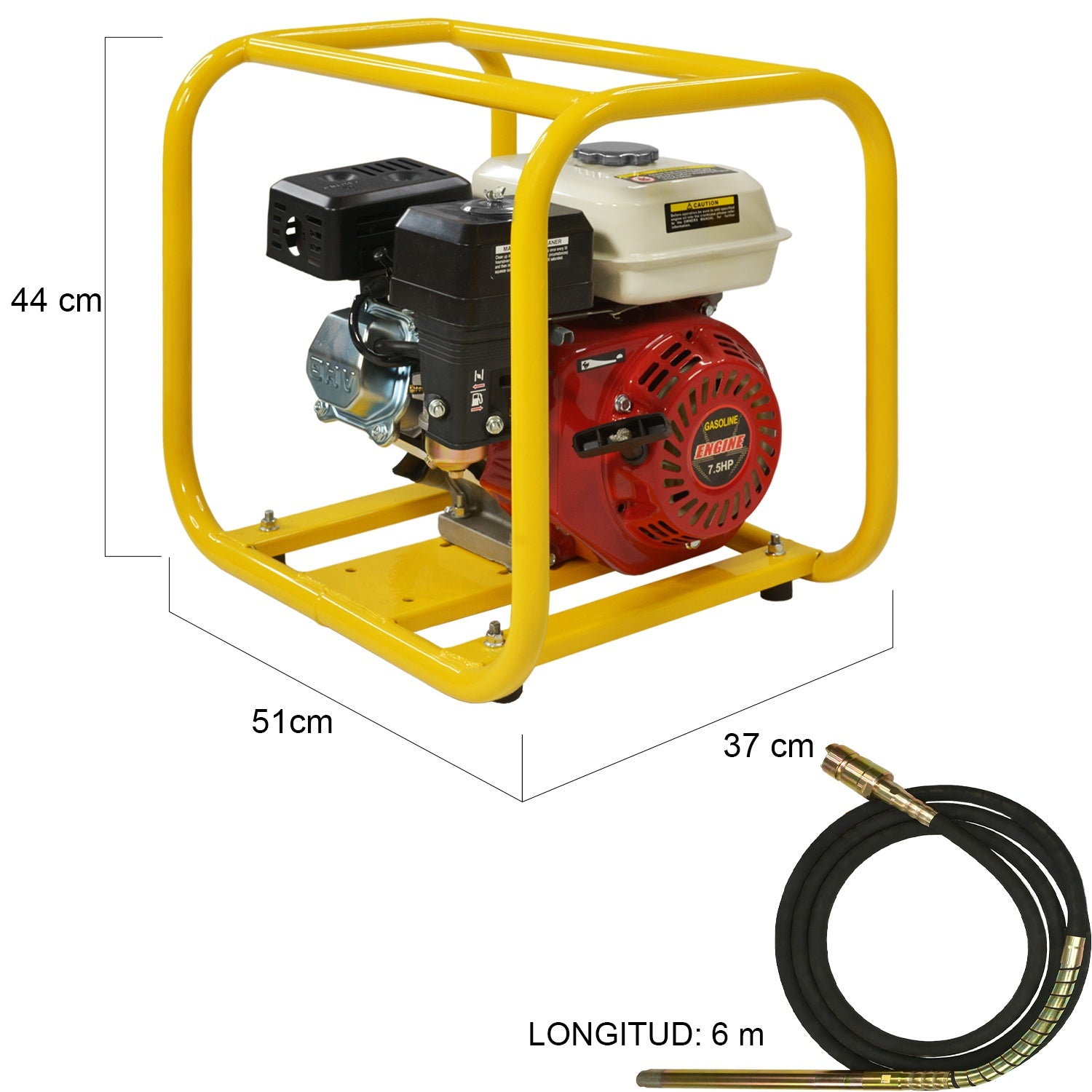 Vibrador Para Concreto 6.5 Hp Con Chicote 6m 30mm Uso Rudo