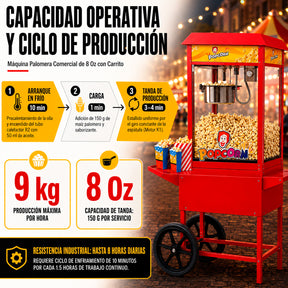 Maquina Palomitas Maiz 8 Oz Palomera Carrito Comercial