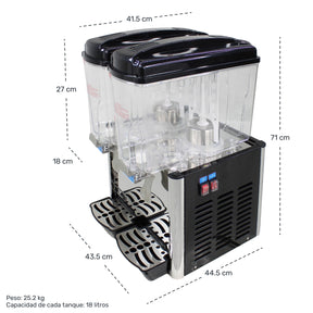 Dispensador Agua Fria Jugos 36 Litros 2 Tanques