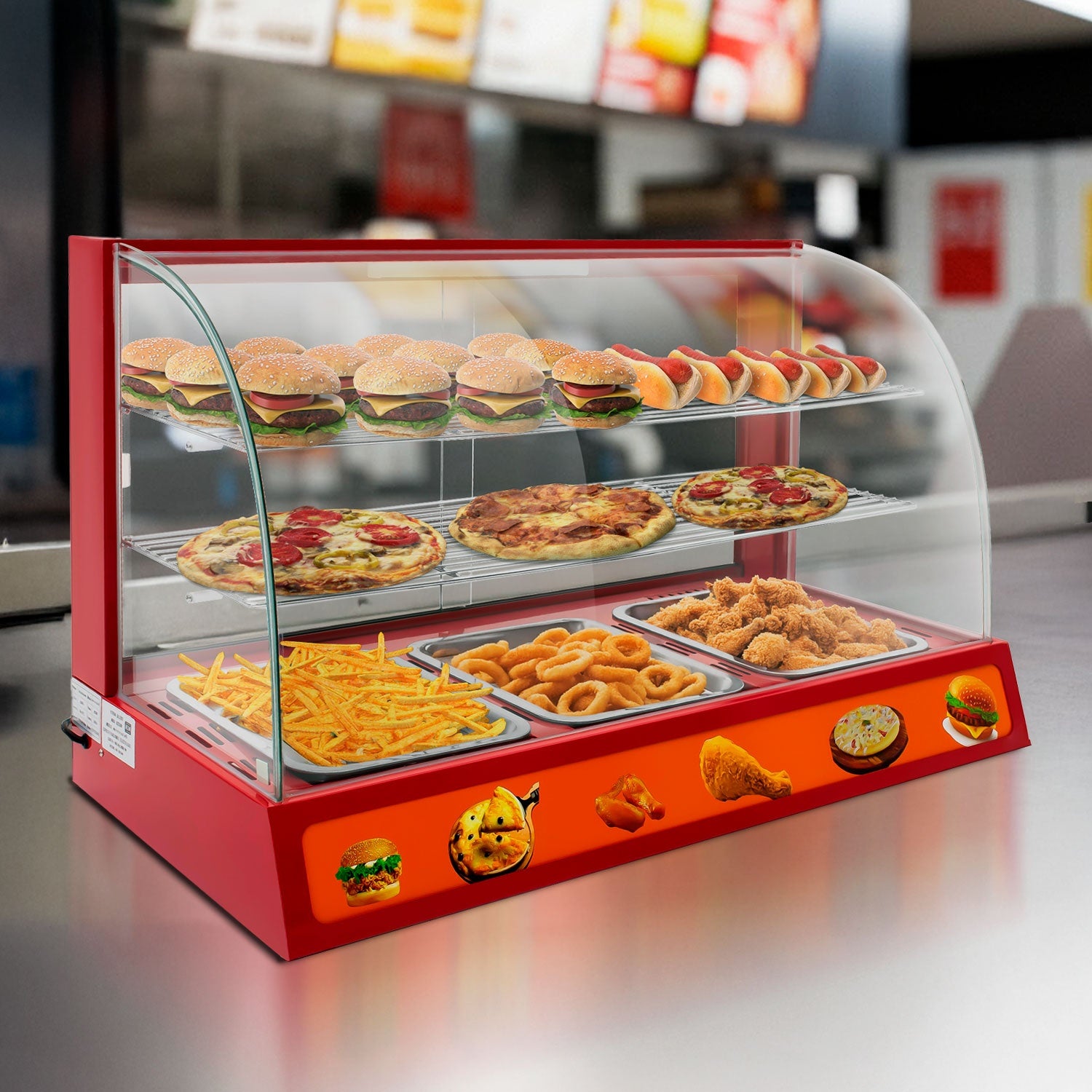 Vitrina Exhibidor Alimentos Calientes Mostrador Cristal