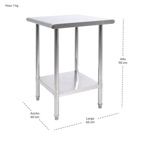 Mesa Isla Trabajo Acero Inoxidable Pasteur 60x60x90