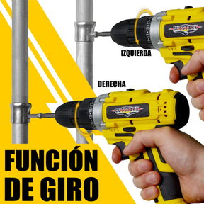 Taladro Atornillador Inalambrico 1360RPM 26pz + Extensor Desatornillador