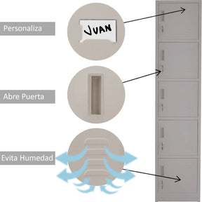 Locker Metalico 1 A 5 Puertas Casillero Chapa 38.5x34x180cm