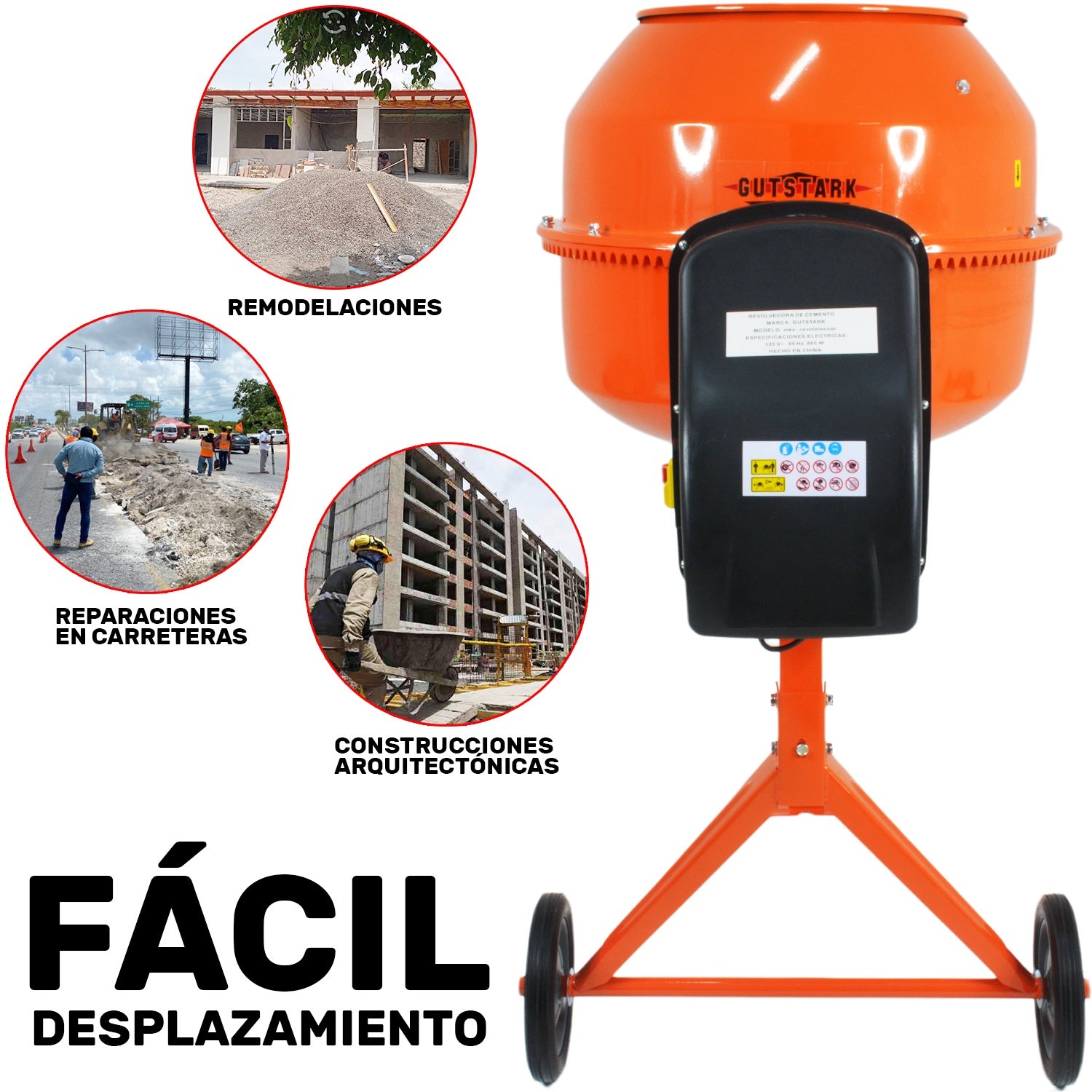 Revolvedora De Concreto Electrica 1/2 Saco 160 L 1 Hp