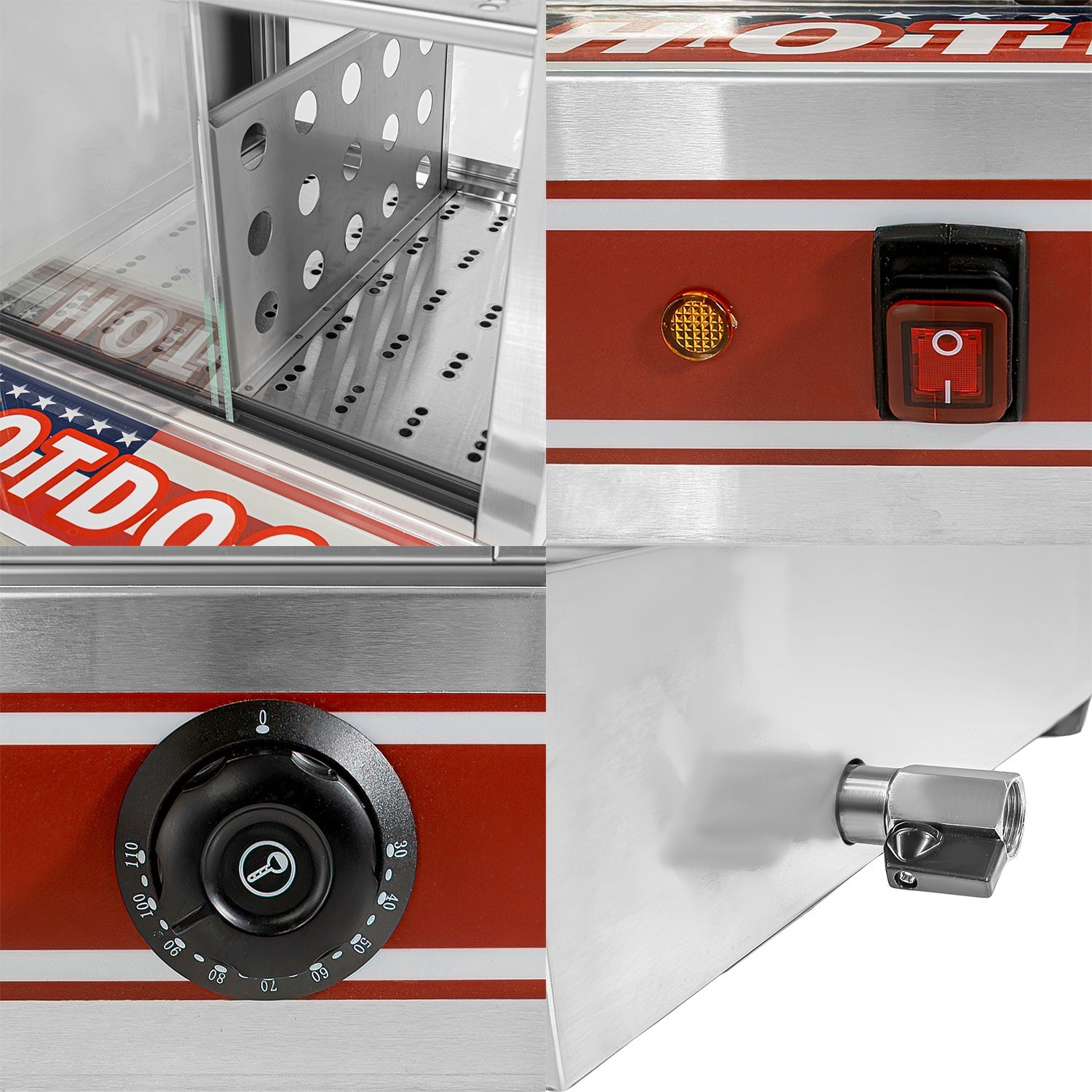 Vitrina Calentadora Vaporizadora Hot Dogs Salchichas 850w