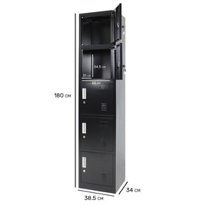 Locker Negro Metalico 5 Puertas Casilleros Oficina Cerradura