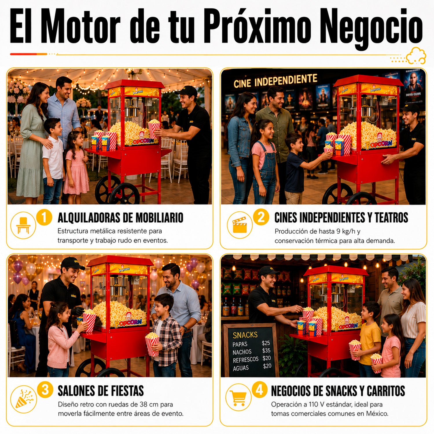 Maquina Palomitas Maiz 8 Oz Palomera Carrito Comercial