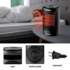 Mini Calefactor 2 en 1 Electrico Ventilador Portatil 1500w Negro