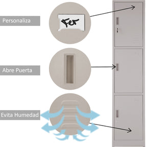 Locker Metalico 3 Puertas Casilleros Oficina Chapa 9x34x180