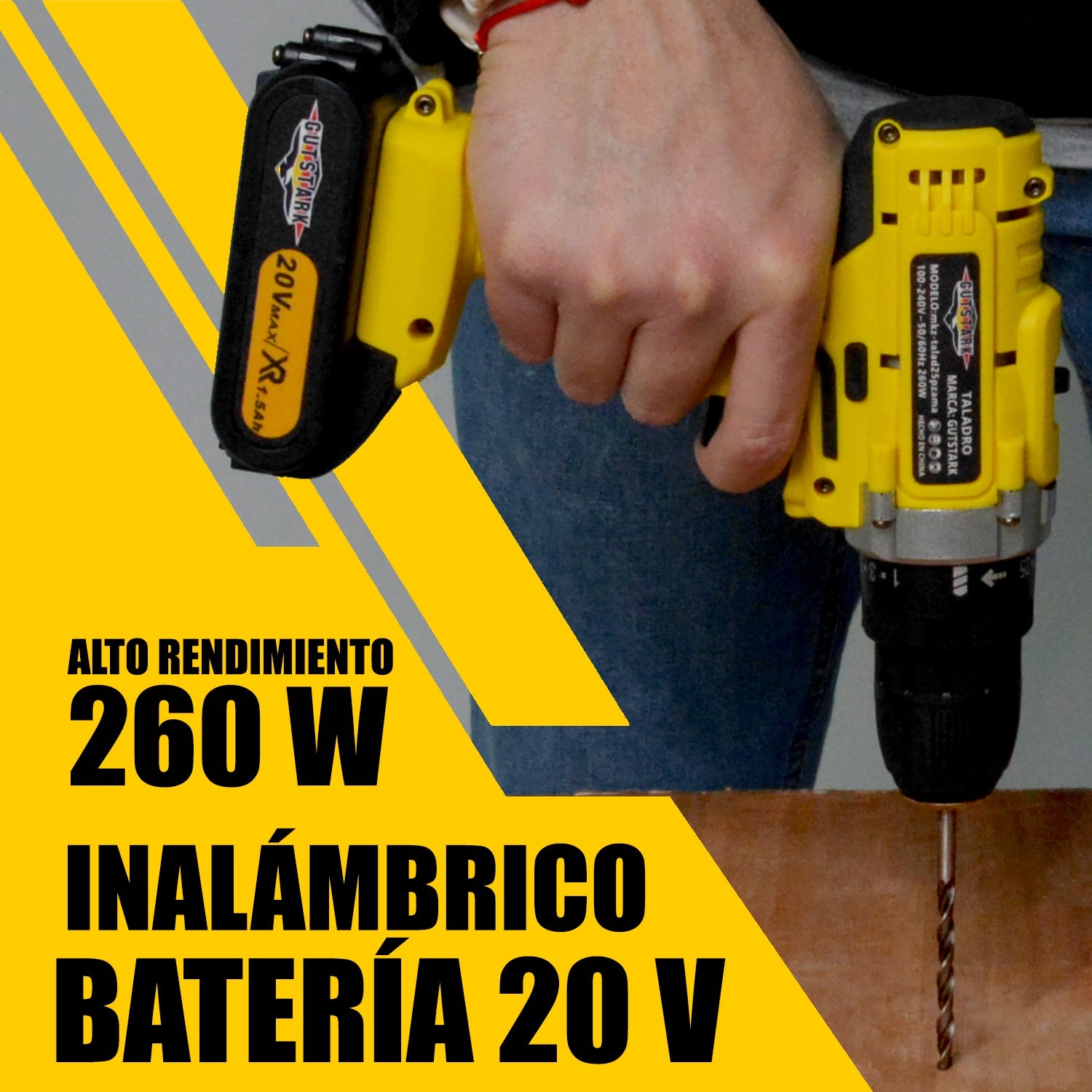 Taladro Atornillador Inalambrico 1360RPM 26pz + Extensor Desatornillador
