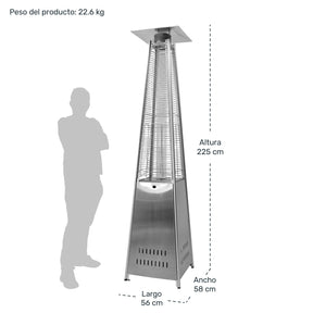 Calefactor Exterior Piramide Calenton Gas Lp Acero Inox 2.2m Color Plata