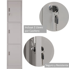 Locker Metalico 3 Puertas Casilleros Oficina Chapa 9x34x180