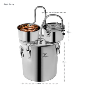Destilador Agua Alcohol 8gal Acero Inoxidable Termometro 30l