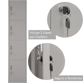 Locker Metalico 1 a 4 Puertas Casilleros Chapa 38.5x34x180cm