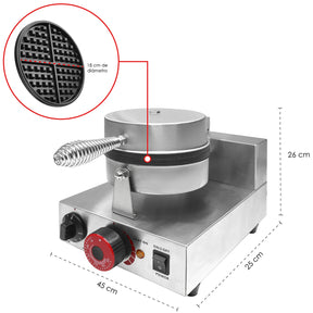 Wafflera Electrica Industrial Antiadherente 1000w 300° C