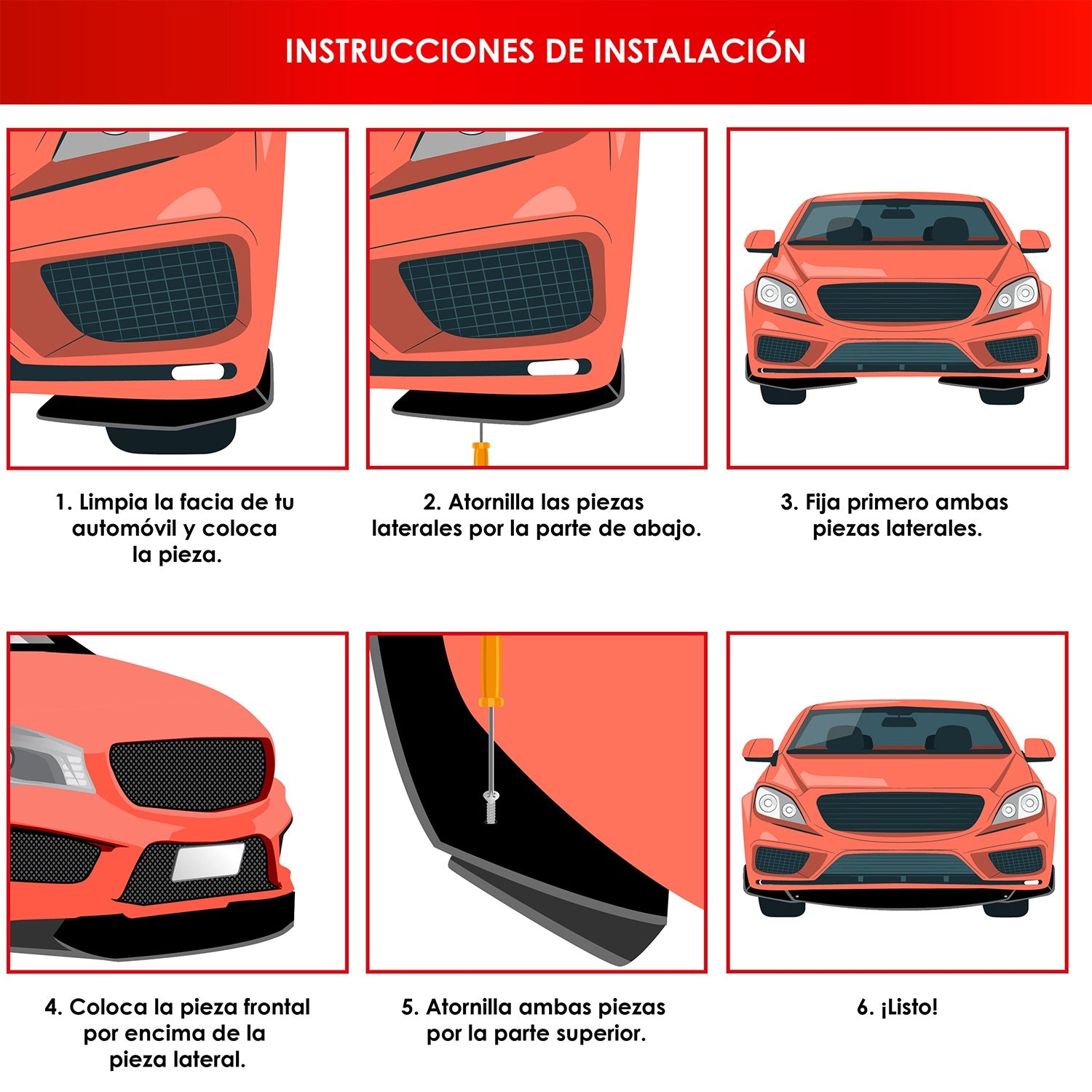 Lip Splitter Delantero Universal Autos Lujo Defensa 3 Pzs
