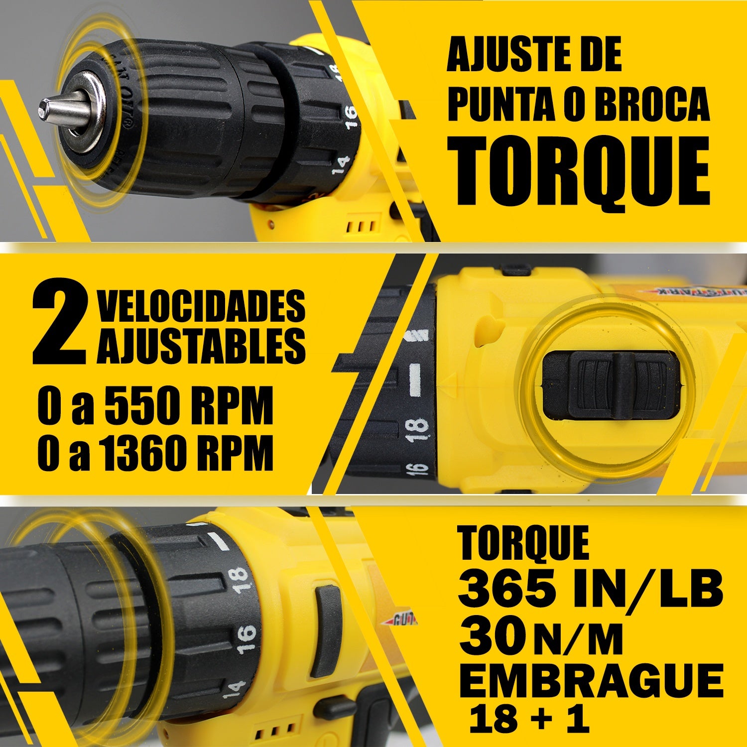 Taladro Desatornillador 3 En 1  Inalambrico 260w 1360 Rpm Kit 20 Accesorios