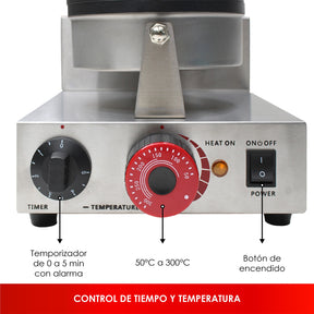 Wafflera Electrica Industrial Antiadherente 1000w 300° C