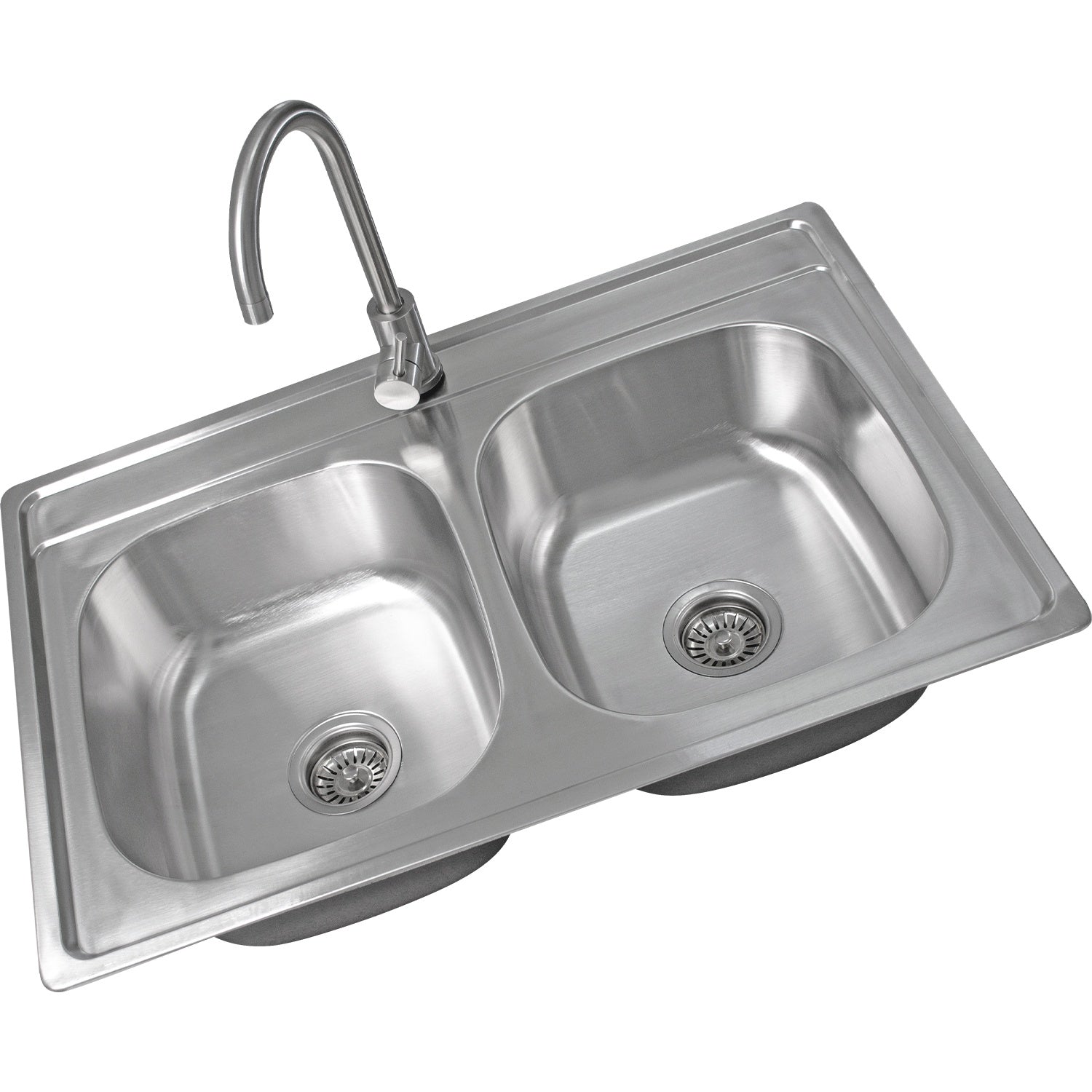 Fregadero Tarja 2 Tinas Cocina Acero Inox + Grifo Mezcladora