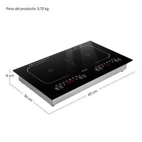 Parrilla Induccion Electrica 2 Zonas 270° 2000w Tactil