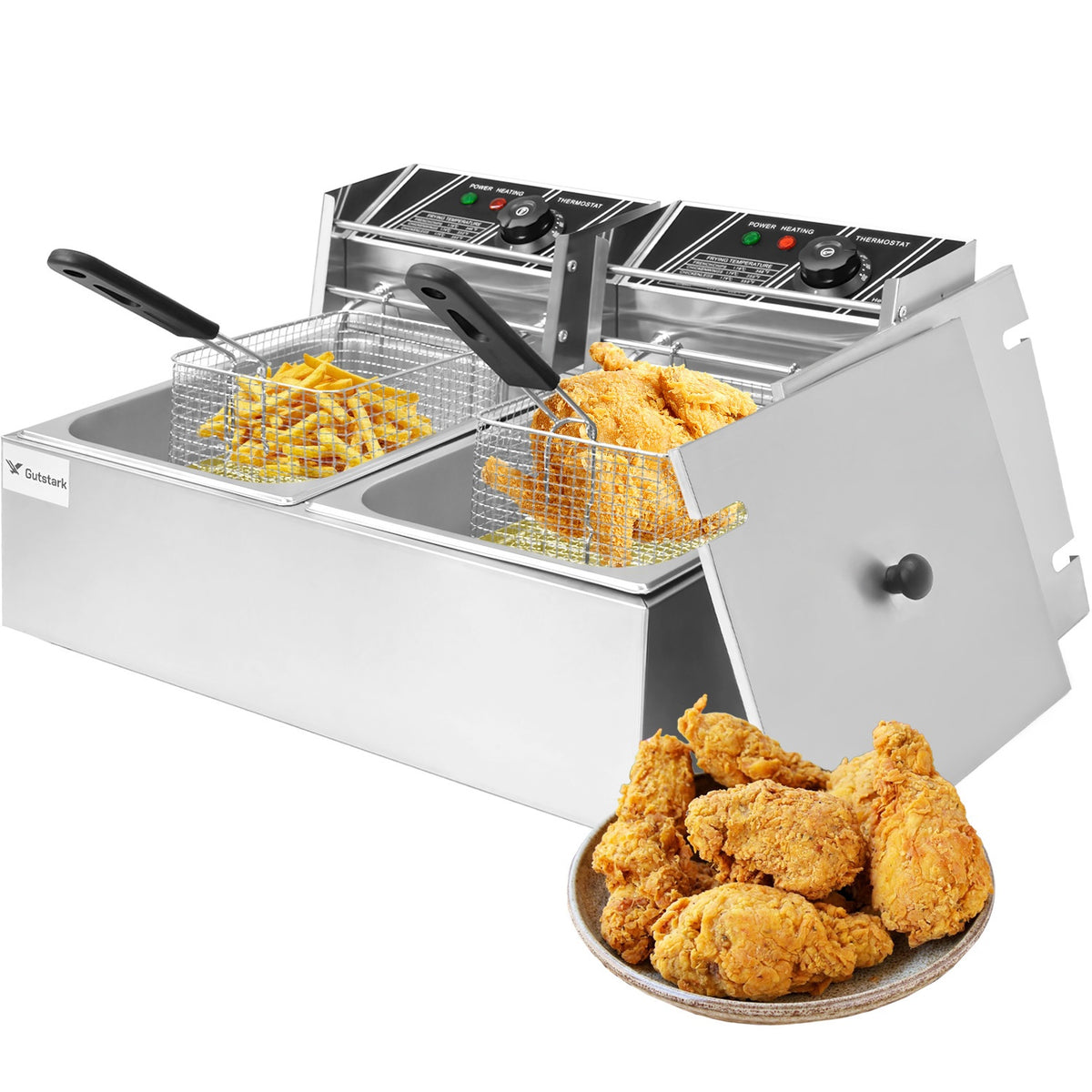 Freidora Electrica Doble Bandeja 12l Acero Inoxidable