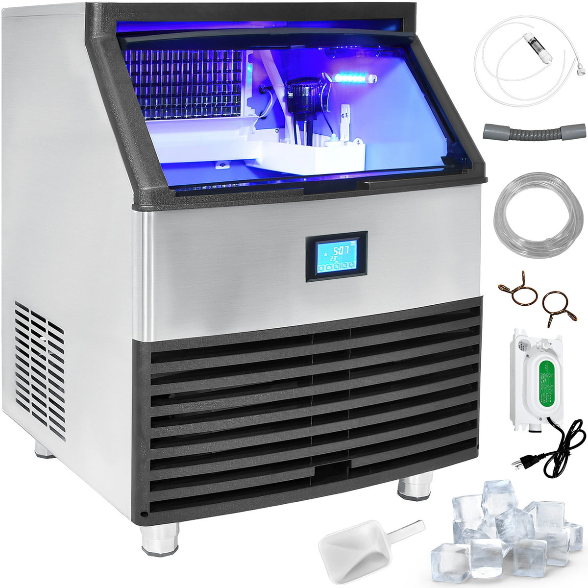 Maquina Fabricadora Hielo Comercial 130 Kg Dia Restaurante Color Plata