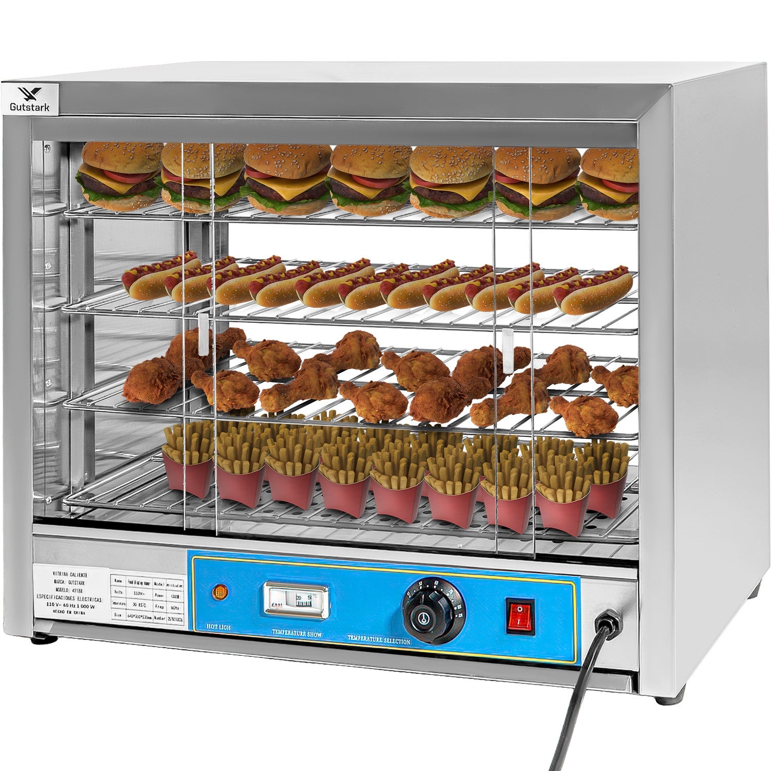 Vitrina Comercial Caliente Alimentos Gabinete Cristal 66l