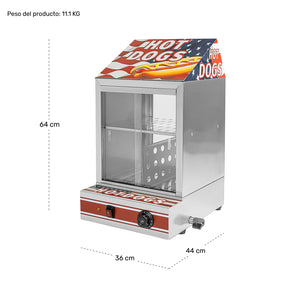 Vitrina Calentadora Vaporizadora Hot Dogs Salchichas 850w
