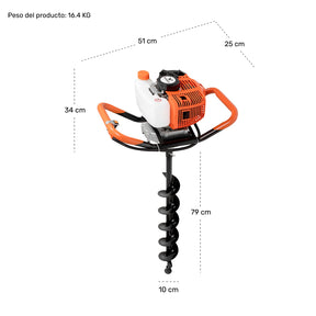 Motoperforadora Ahoyadora 3 Brocas 49cc 2.4hp 6500rpm
