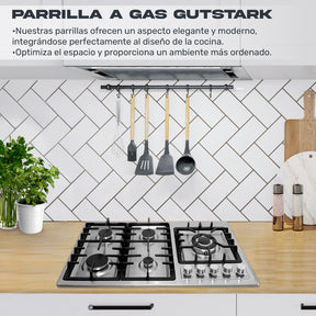 Parrilla de Gas Empotrable Acero Inoxidable 5 Quemadores Premium