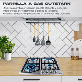Parrilla de Gas Empotrable 4 Quemadores Acero Inoxidable