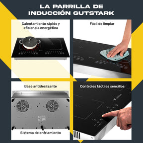 Parrilla Induccion Electrica 2 Zonas 270° 2000w Tactil