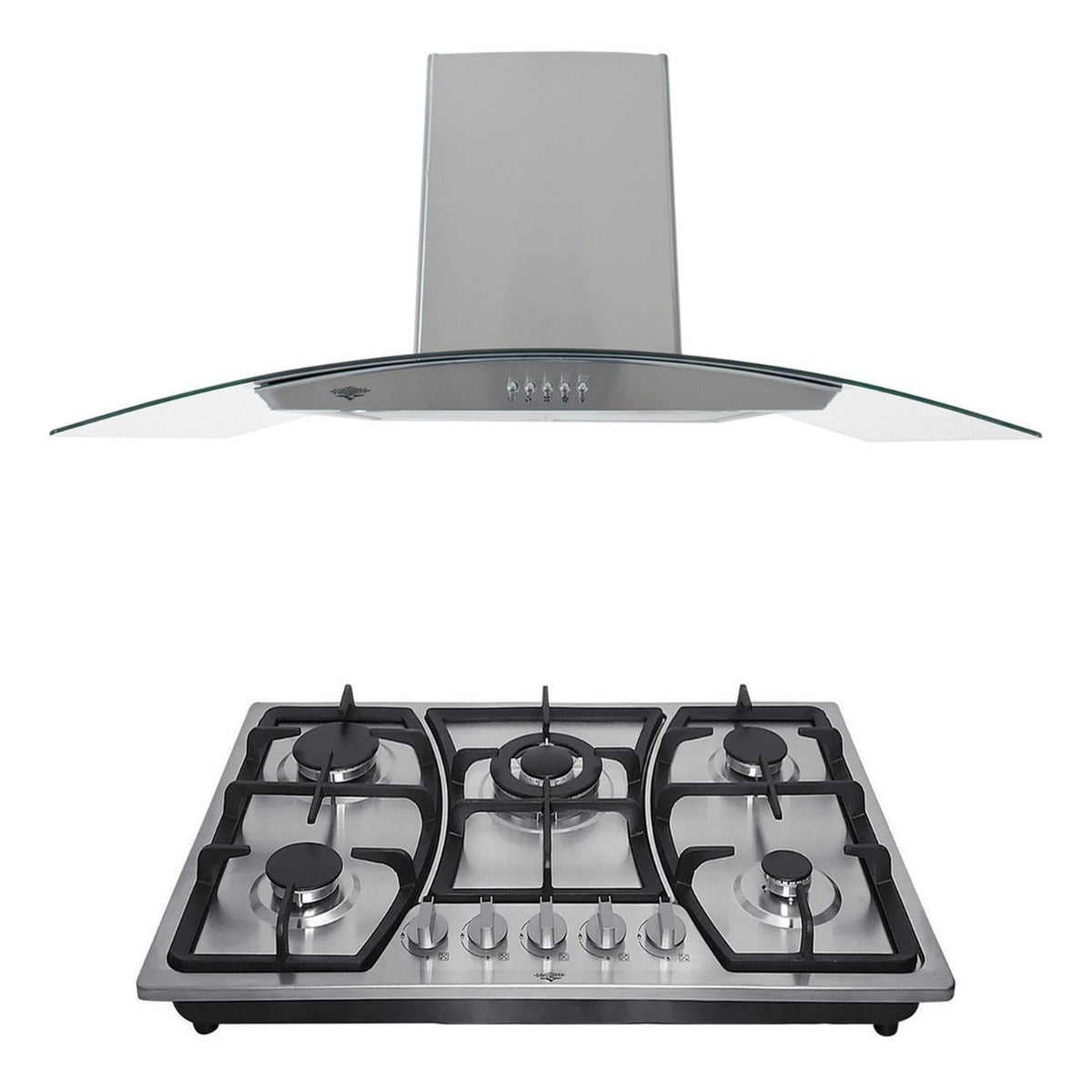 Combo Campana Cristal 90cm + Parrilla Inox Gas 5 Quemadores