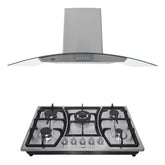 Combo Campana Cristal 90cm + Parrilla Inox Gas 5 Quemadores