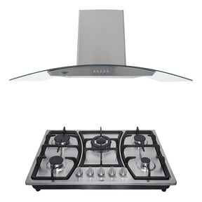 Combo Campana Cristal 90cm + Parrilla Inox Gas 5 Quemadores