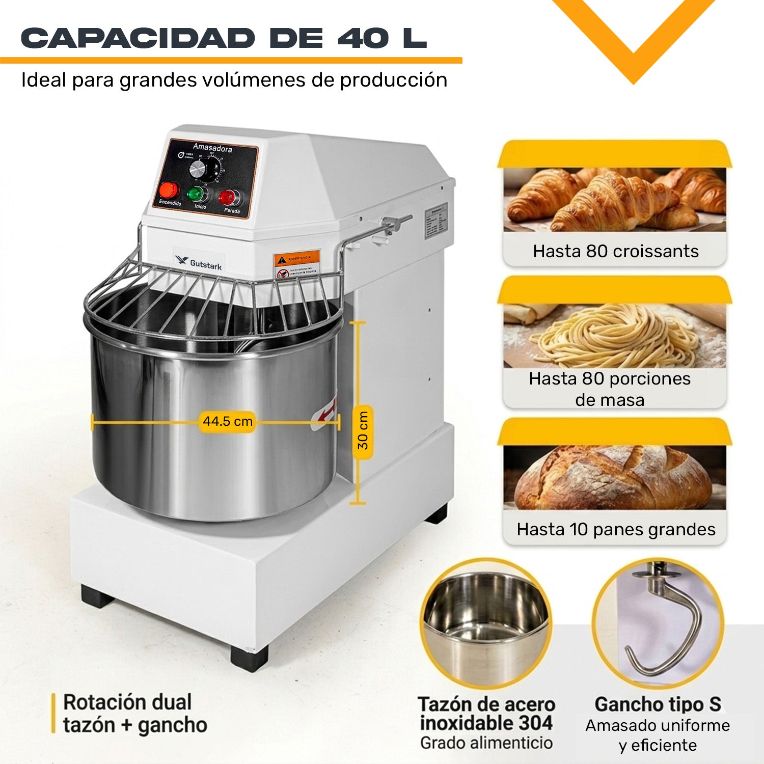 Amasadora Industrial Comercial 40 Litros 15kg 1500w 246rpm