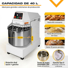 Amasadora Industrial Comercial 40 Litros 15kg 1500w 246rpm